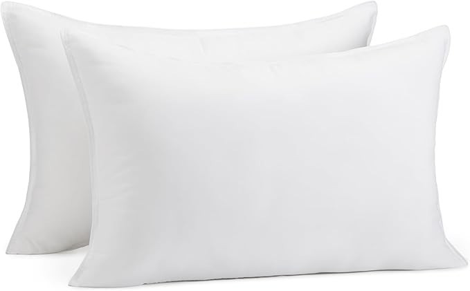 Amazon Basics Down Alternative Soft Pillows, White, Queen 30"x20"