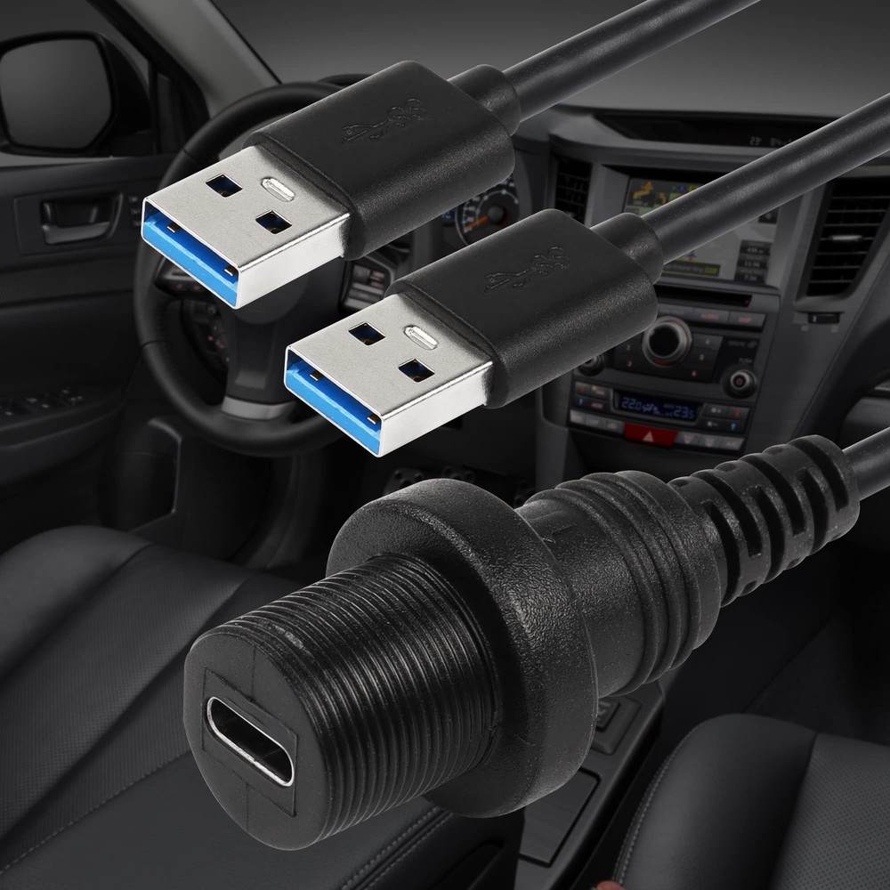 SinLoon USB 3.0 Panel Flush Mount Cable 3FT Male to Type C Black