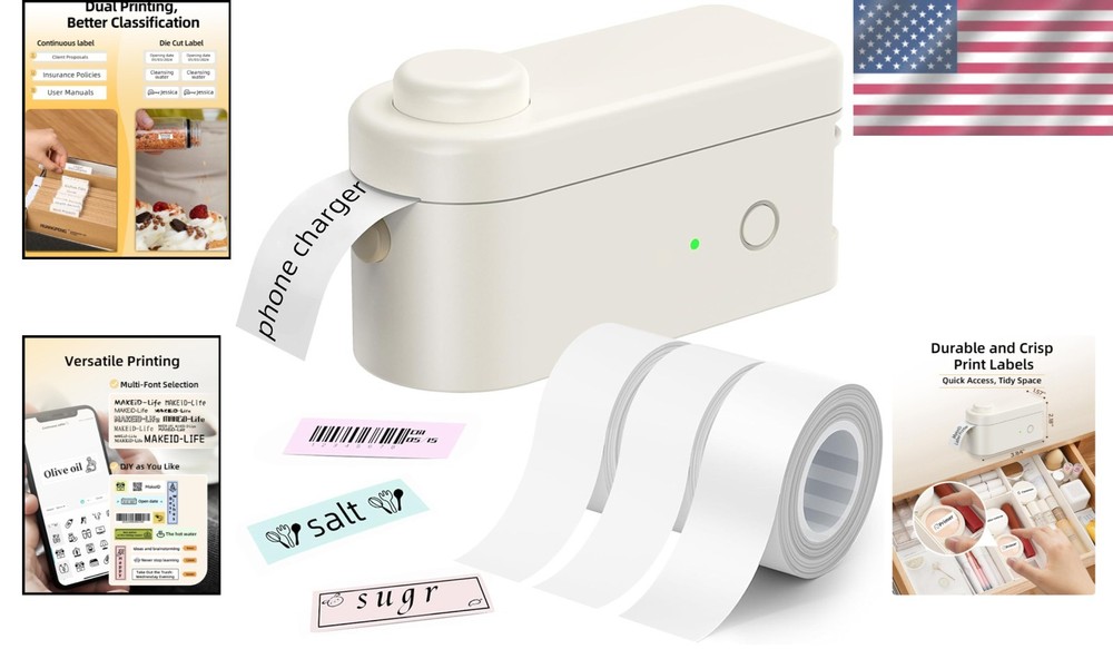 Mini Bluetooth Labeler for Easy Organization - Sharp Prints with Built-in Cutter