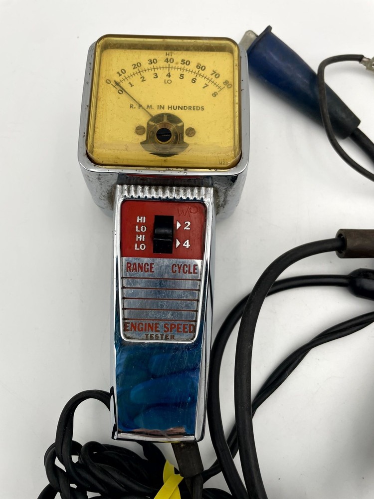 Vintage Kal-Equip Engine Analyzer Engine Speed Tester Silver Analog Display