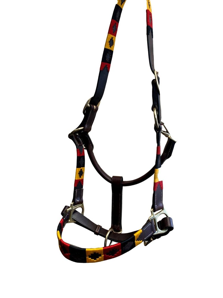 Fancy Stitched Leather Halter for Horses – Adjustable, Soft & Durable