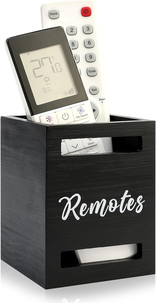 Small Remote Control Holder Wall Mount Wooden Remote Caddy Organizer for Bed ...