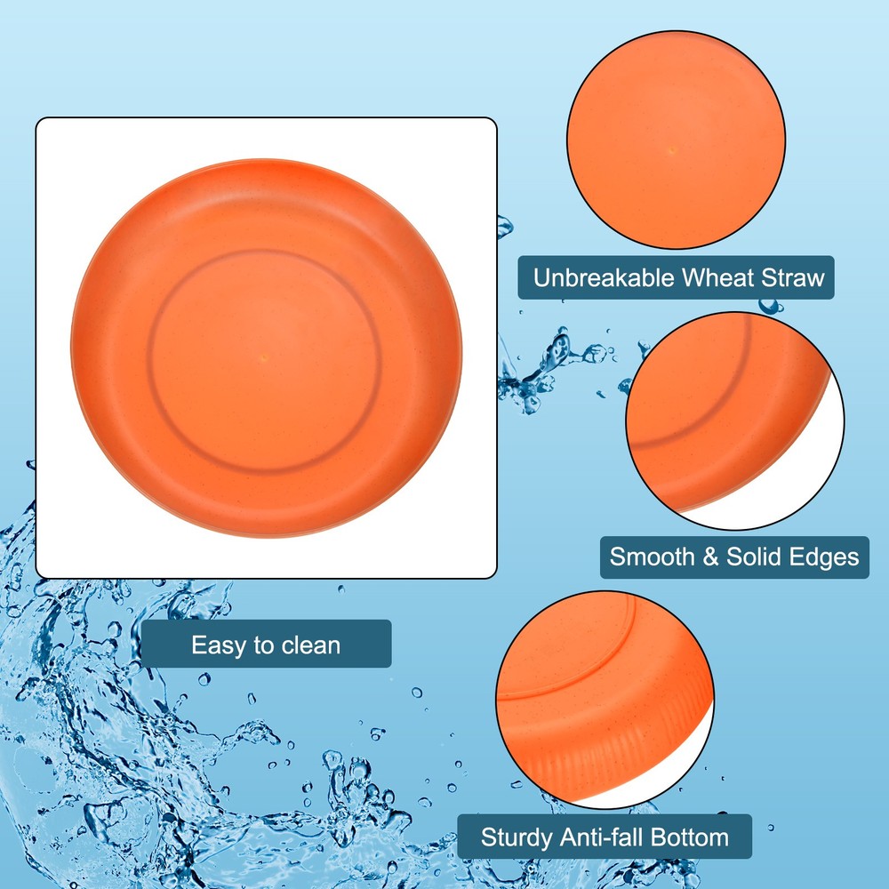 4Pcs Plastic Plates Set 9 Inch Unbreakable Dinner Plates, Orange