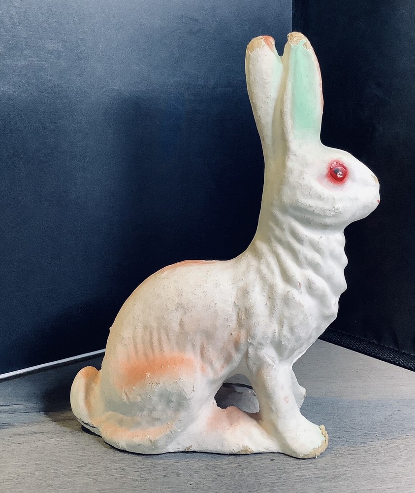 Paper Mache Multicolored Easter Rabbit decoration candy container