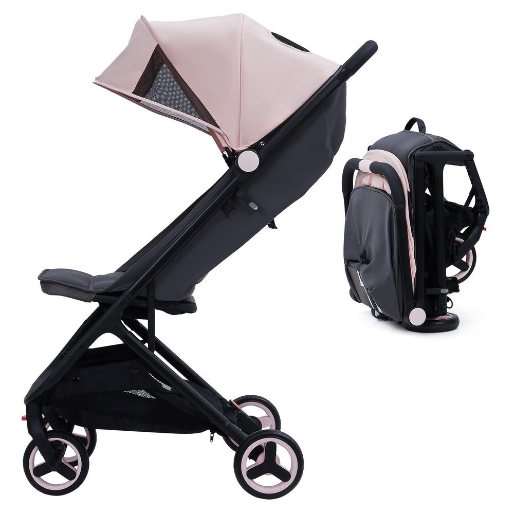 Lightweight Travel Stroller, Foldable Compact Stroller w/Reclining Seat & Canopy