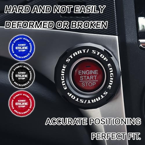 Rotary Push Start Button Cover, Car Engine Start Stop Button Cover, RED