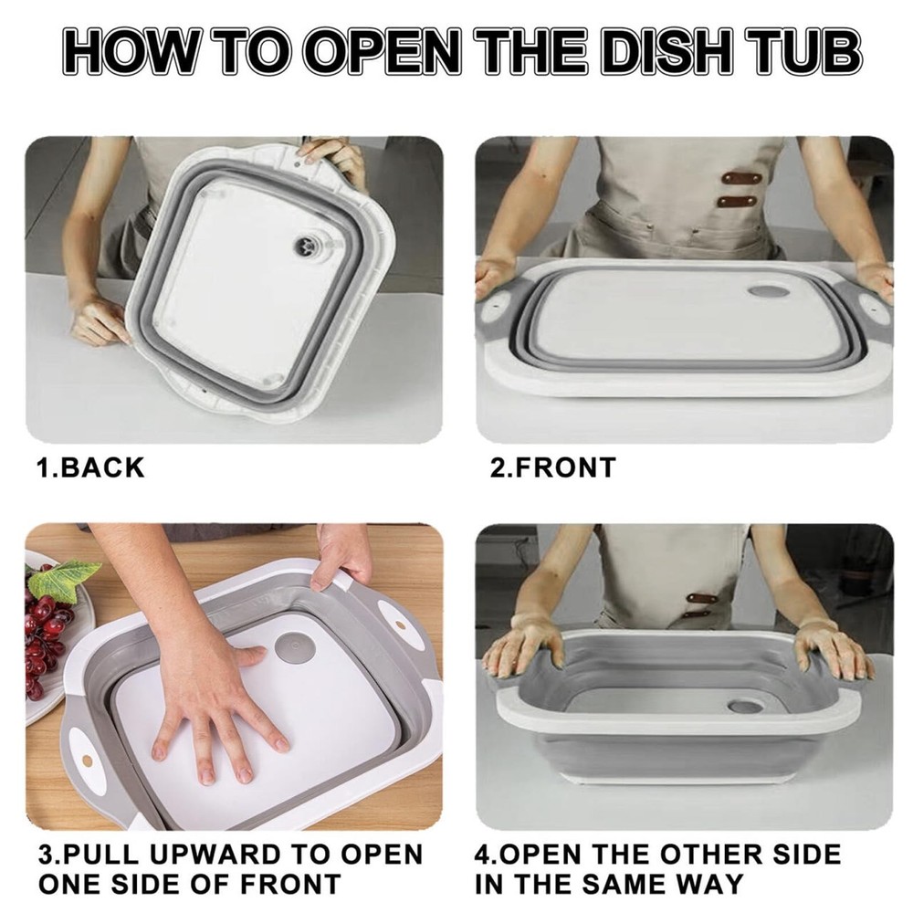 Collapsible Washing Bowl, Multi Function Bowl Drying Rack, Portable Cutting B...