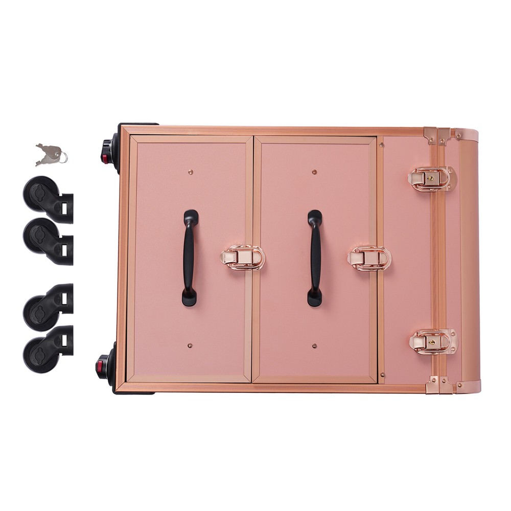 Aluminum Cosmetic Trolley Makeup Storage Organizer Rolling Makeup Storage Case