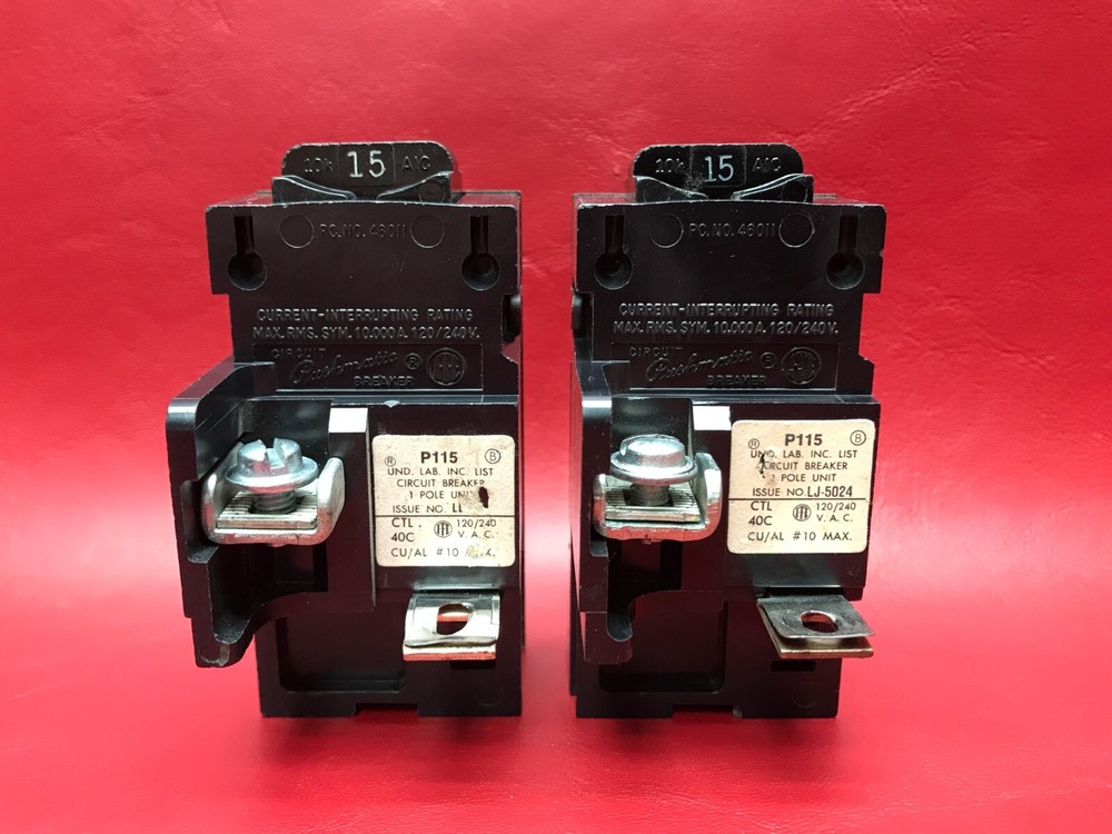 2 - Pushmatic 15 Amp Breakers P115 Siemens ITE Gould 15A Single Pole NICE!