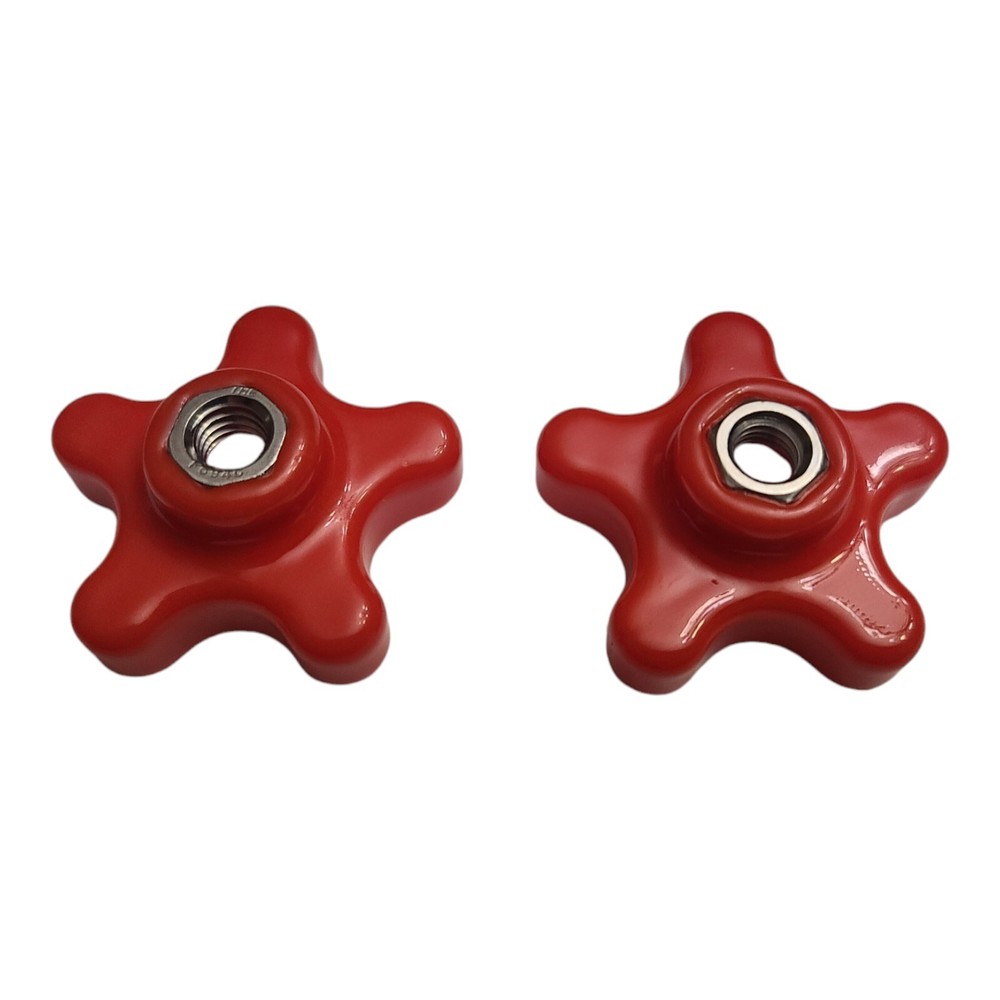 3/8-16, 2-5/16", 5 Star Knob Red (2 pack) Thermoplastic, Stainless Insert