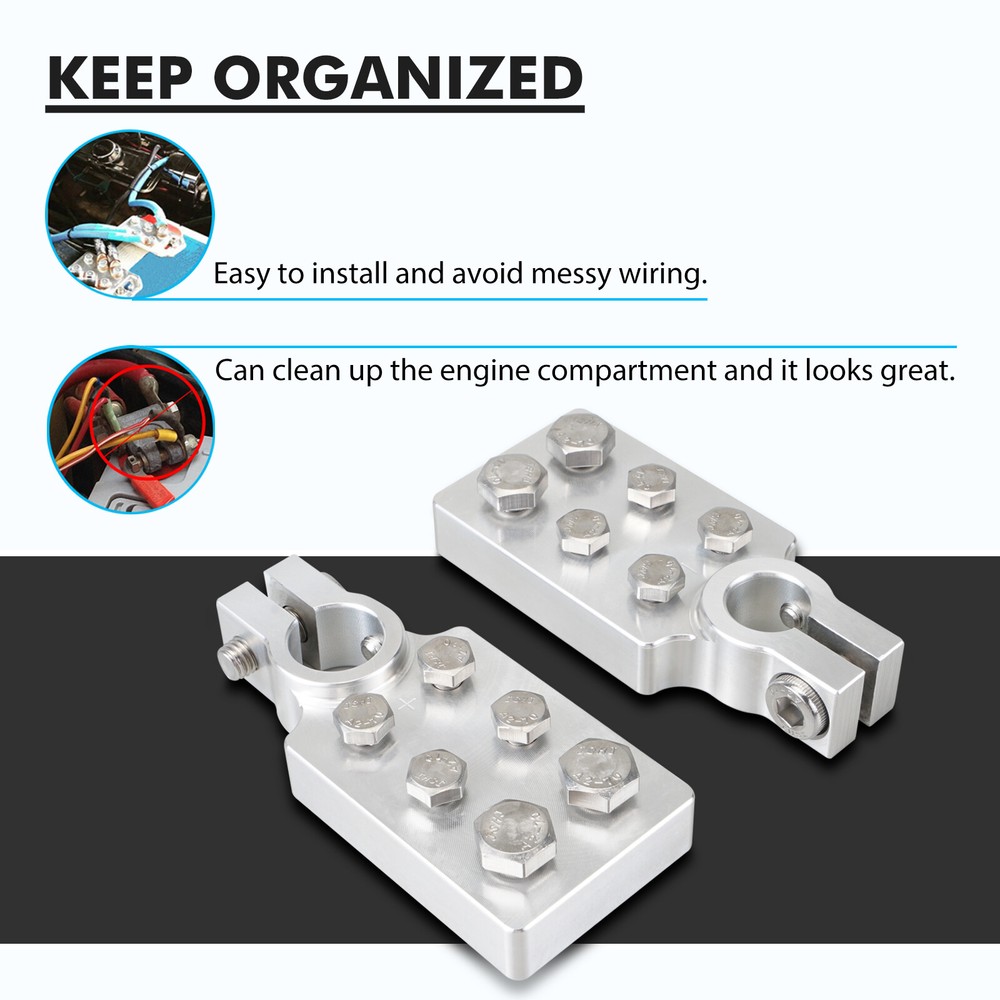 2PCS 6 Spot Car Audio Top Post Flat Lug Multi Connection Battery Terminal