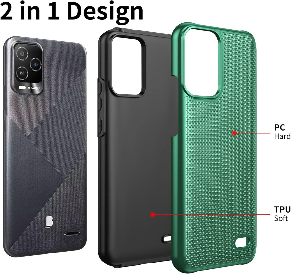 For BLU View 5 Pro Phone Case with Tempered Glass Screen Protector,Dual Layer He