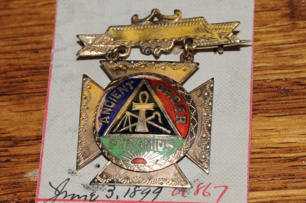 Ancient Order Pyramids Fraternal Organization Pin Gold Filled 1899 Historical**