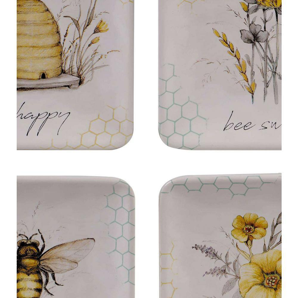 Bee Sweet 16-Piece Seasonal Multicolored Earthenware Dinnerware Set (Service for