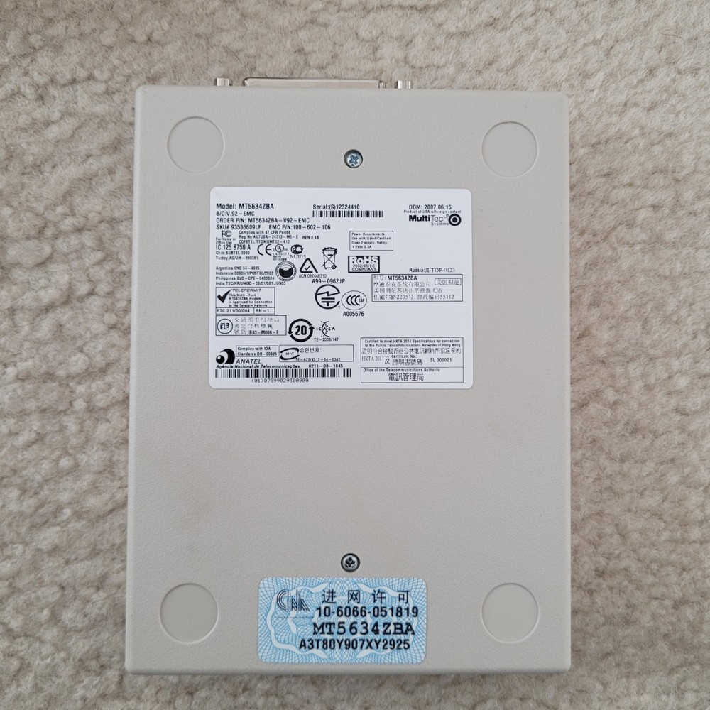 Multitech Systems Multi Modem Model: MT5634ZBA 56Kbps Data/Fax with accessories.