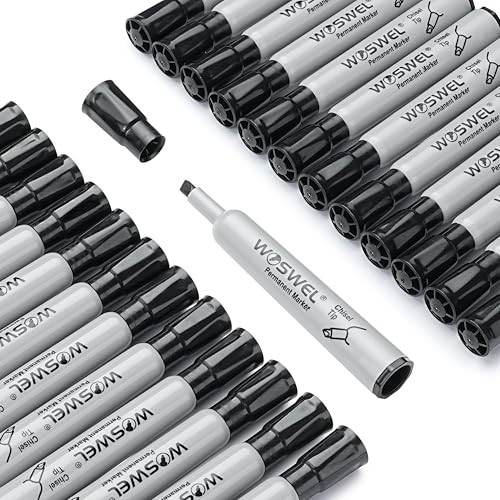 100 Pack Jumbo Thick Permanent Markers, Chisel Tip, Black, Wide Tip for Plastic,