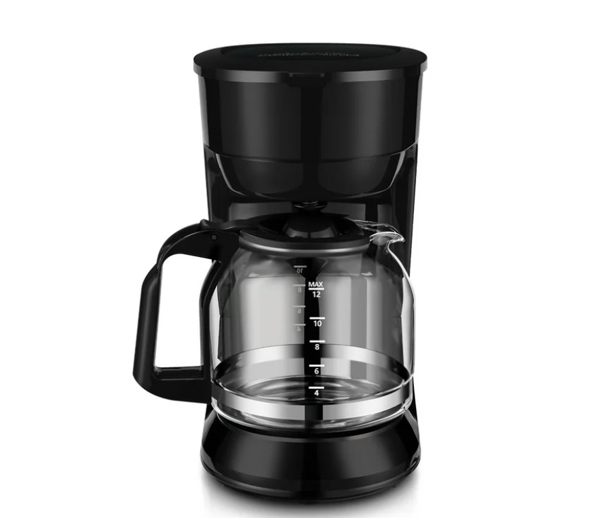 12 Cup Black Coffee Maker with Removable Filter Basket