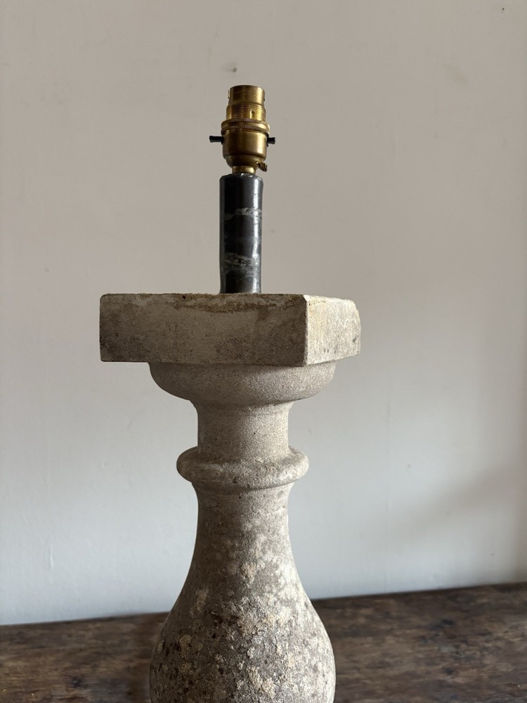 A Weathered Composite Stone Balustrade Table Lamp 59cm