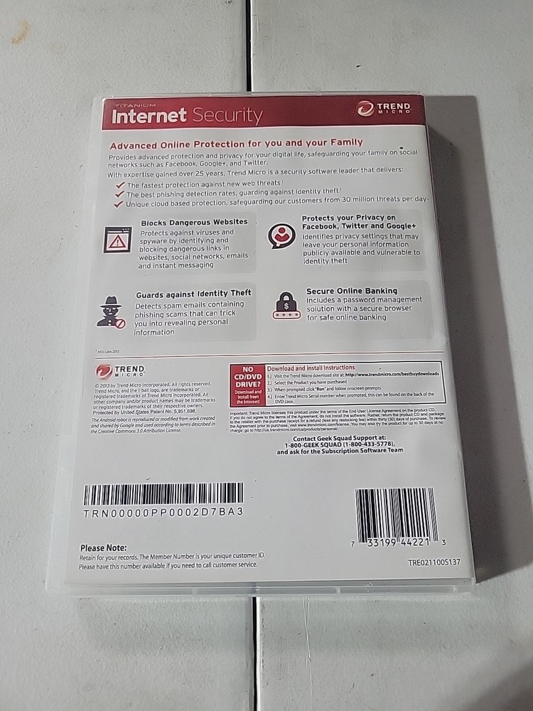 Trend Micro Titanium Internet Security 3 Devices Apple Windows Android 2013