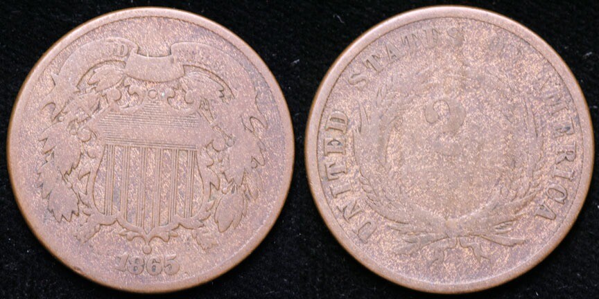 1865  Two Cent Piece