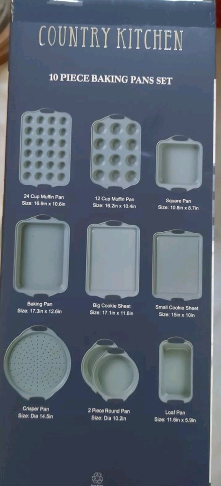 Nonstick Stackable Bakeware Set - Durable, Easy Release Baking Set 10 Pcs Navy