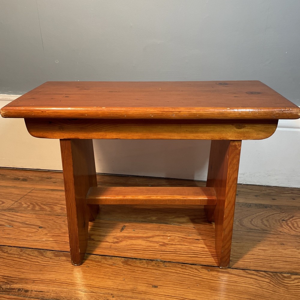 Vintage Rustic Country Cottage Old low Stool Bench