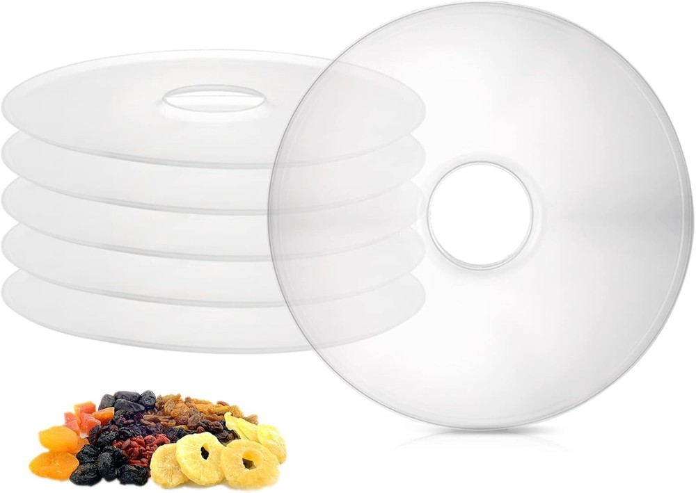 6 Pack Fruit Roll Sheets, Round Plastic Dehydrator Sheets with Edge