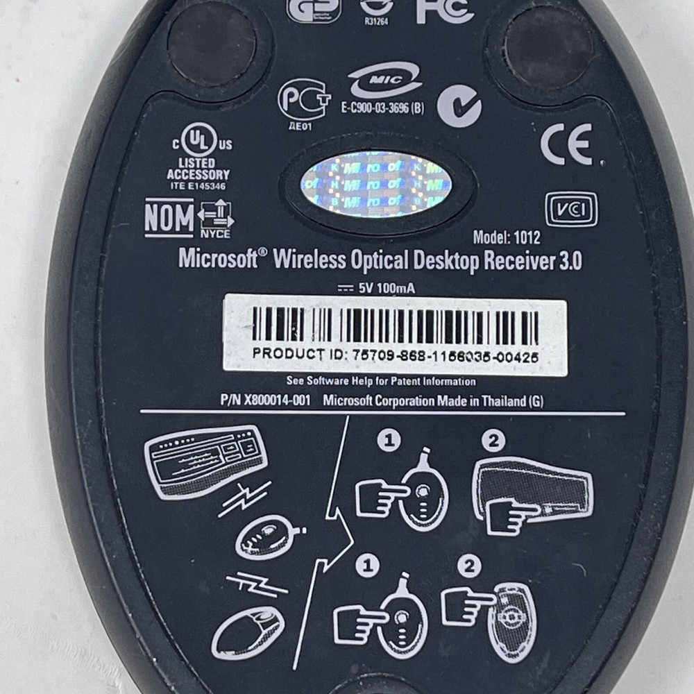 Microsoft PS2 & USB 1012 Wireless Optical Desktop Receiver 3.0 X800014-001 101