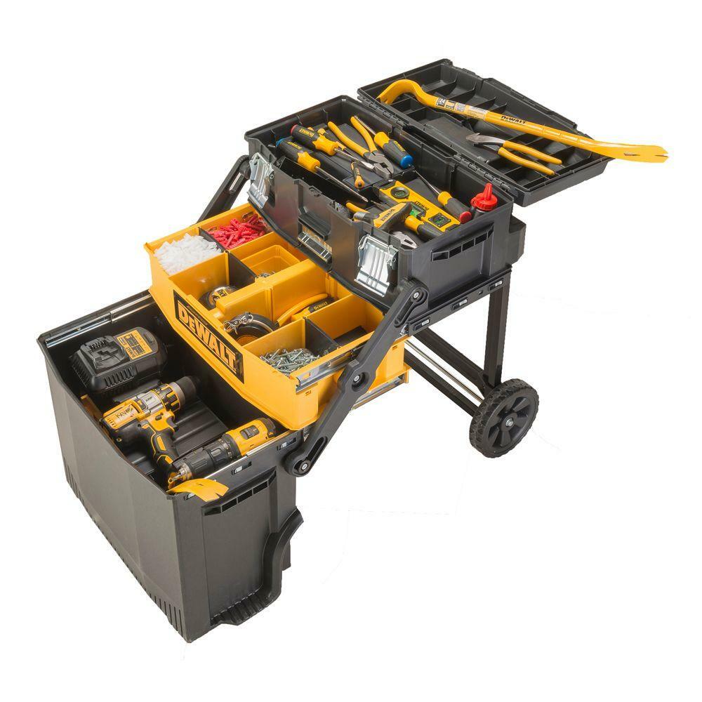 portable storage tool box mobile rolling organizer bin tray dewalt dwst20880