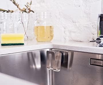 Happy Sinks Sponge Holder for Sink, Polyurethane PU, Metallic Silver, PequeÃ±o