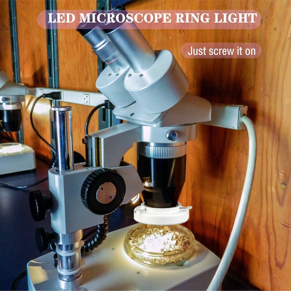 Microscope 144 Led Ring Light Adjustable Illuminator,Microscope Black