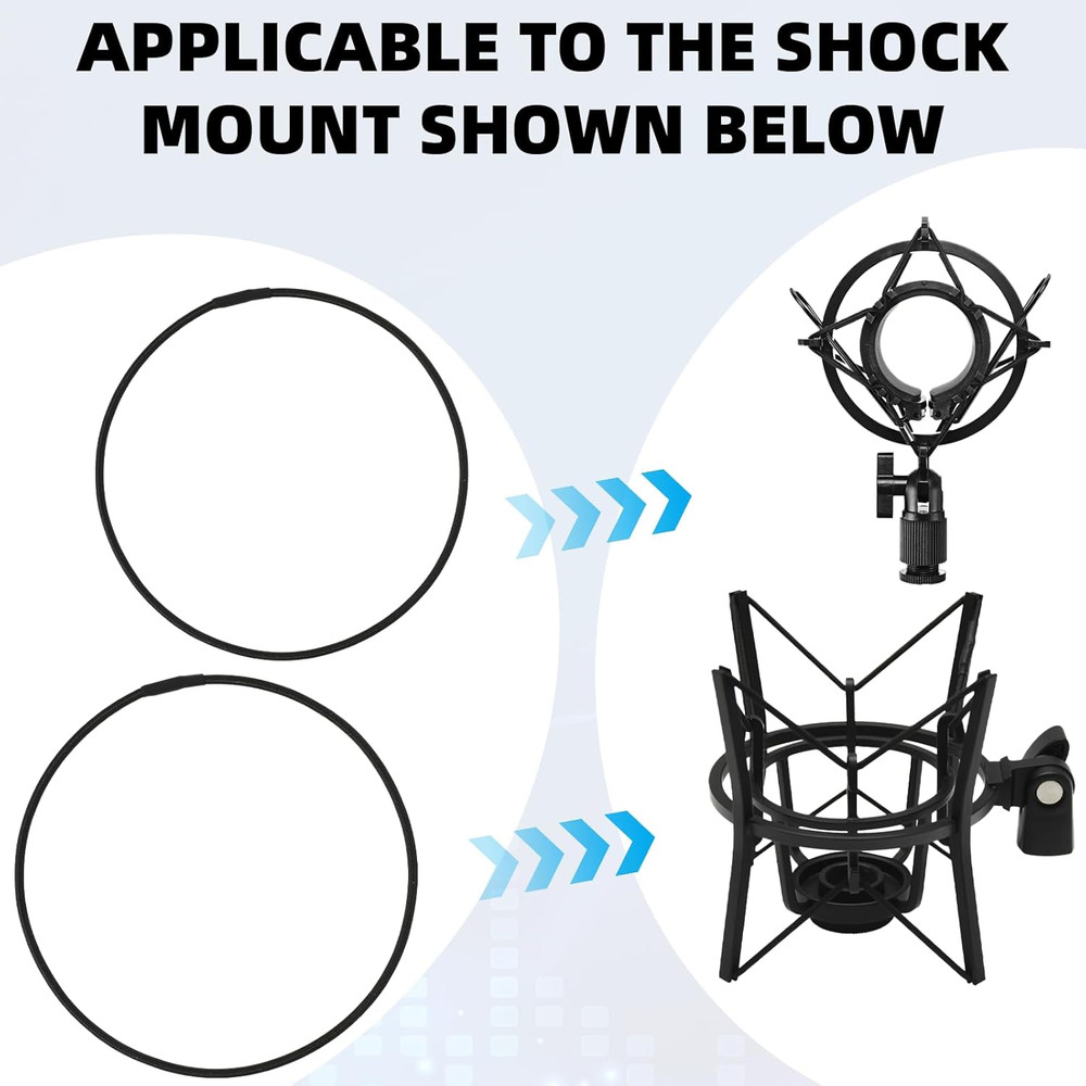 8PCS Microphone Shock Mount Rubber Ring, Black Universal Elastic Bands Replac...