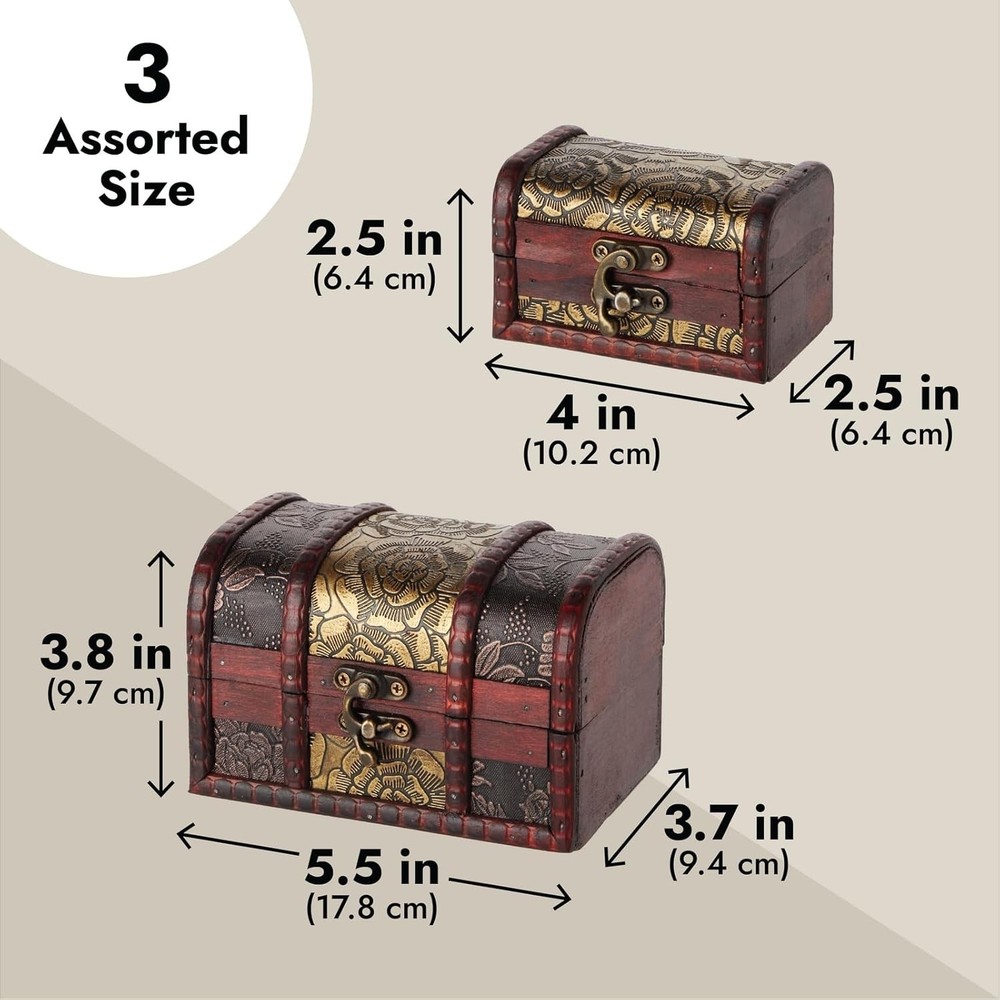 Antique Decorative Storage Boxes - Set of 3 Nesting Boxes