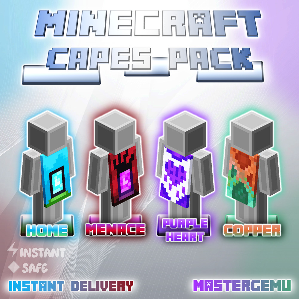 Minecraft 4 Capes Pack - AUTOMATED INSTANT DELIVERY - Java & Bedrock