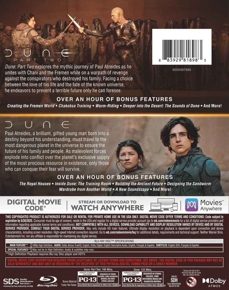 Dune 2 Film Collection Blu-ray NEW