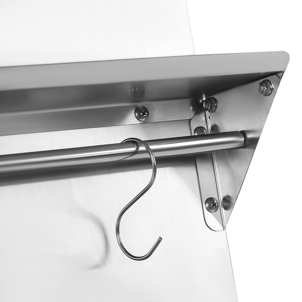 Range Backsplash Range Hood Wall Shield Splash Plate Stainless w/ Storage Shelf