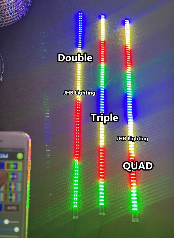 JHB 1x 4FT DOUBLE ROW App Ctrl CHASING Flow LED Underglow Grill Strips Light