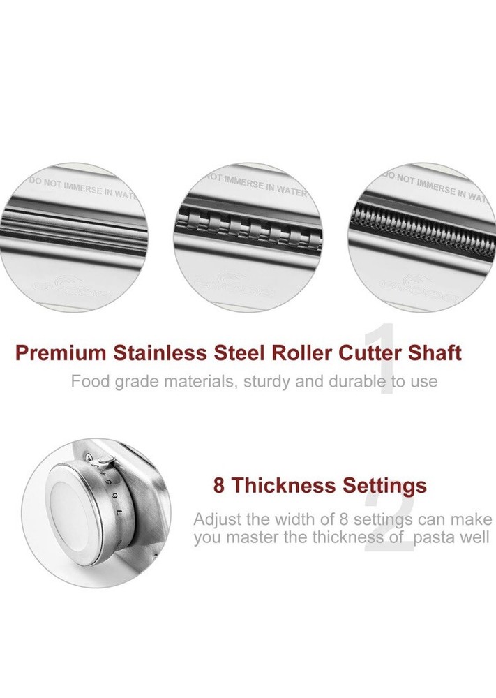 Gvode Kitchen 3-Piece Pasta Roller and Cutter Set for KitchenAid Stand