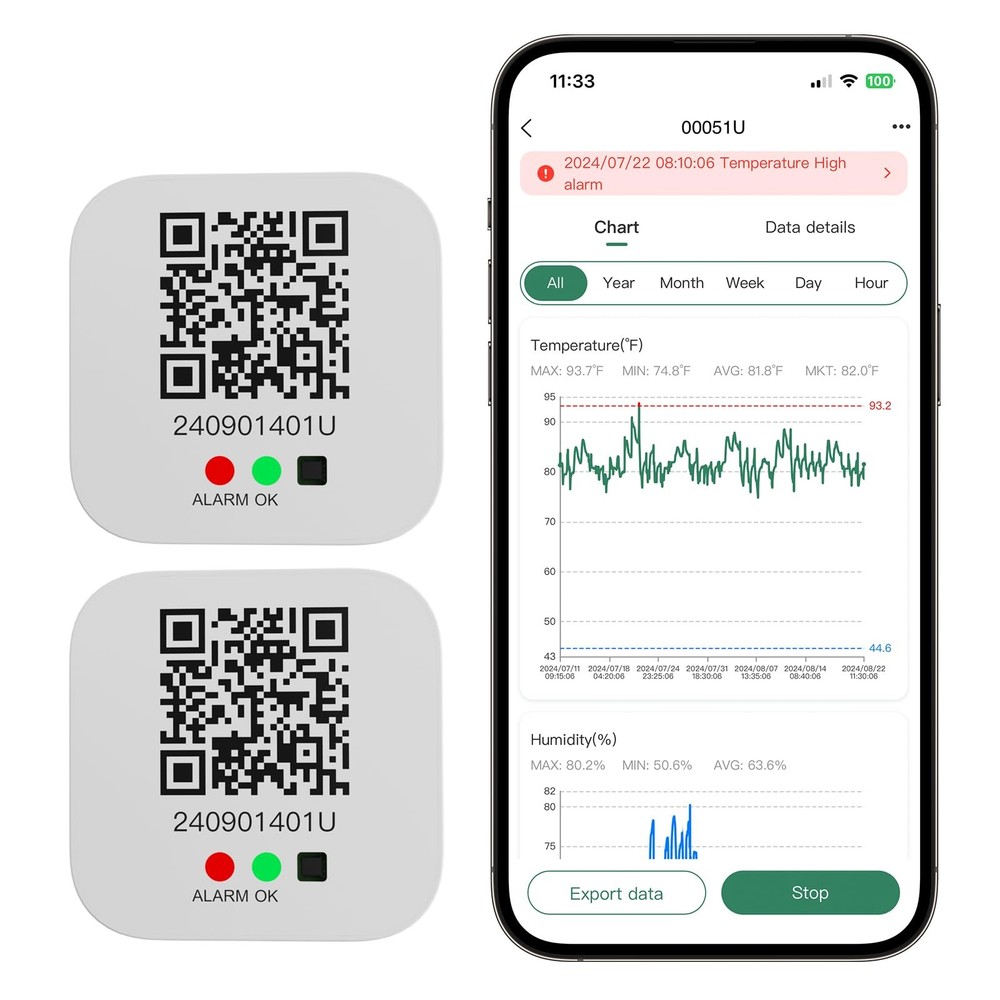 Freshliance Bluetooth Temperature Humidity Data and