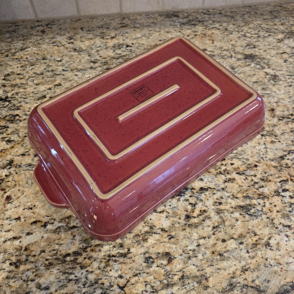 Denby Harlequin Rectangular Baking Dish 16x10 Blue Ceramic Handcrafted England