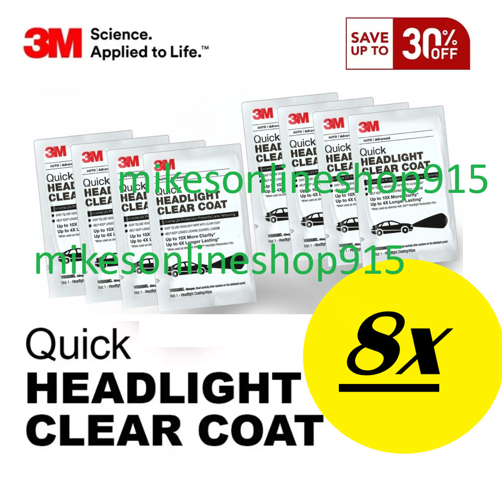 3M Quick Headlight Clear Coat 8x wipe lot