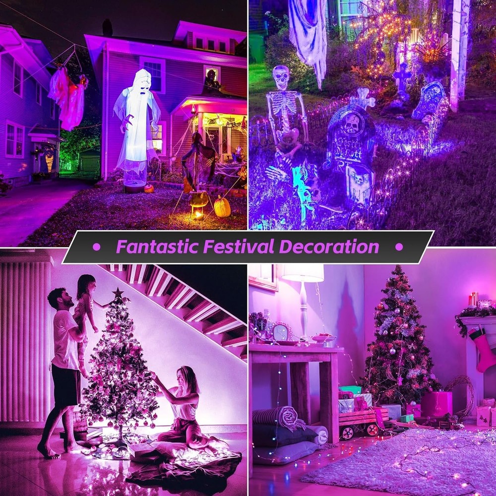 SANSI LED UV Black Light Bulb for Glow Party, 7W A15 UVA Blacklight Bulb E26 ETL