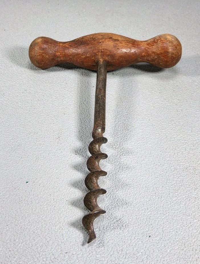 Vintage Wood Handle Corkscrew ~ FL-5