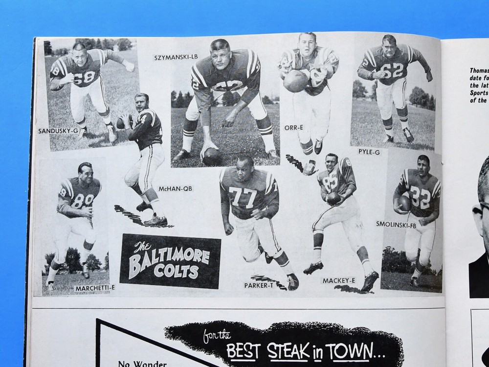 1962 Chicago Bears Program. Mike Ditka. Jonny Unitas Baltimore Colts. NFL.