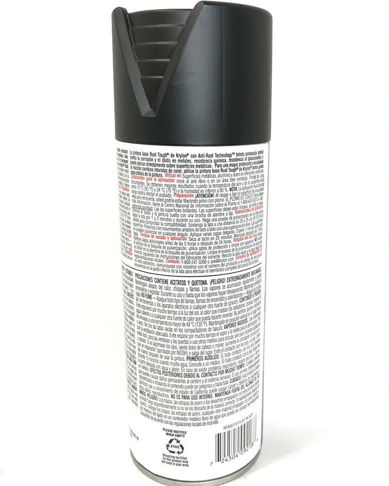 KRYLON 9218-4 PACK FLAT BLACK Rust Tough Protective Enamel - 40% Stronger - 12oz