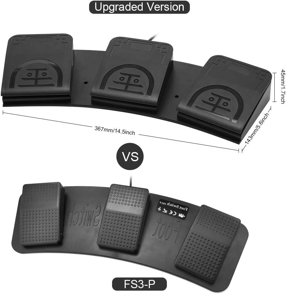 3-Key USB Footswitch with Optical Sensor – Ideal for Gaming and Transcription