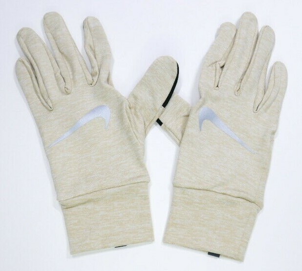 Nike Lightweight Tech Running Gloves Womens Medium Rattan/Lt Bone/Silver