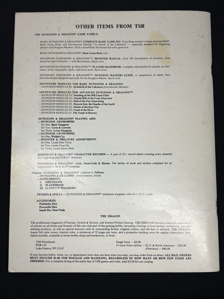 TSR D&D Dungeons & Dragons Basic Set 3rd Edition 1979 w/ Geomorphs (Read)