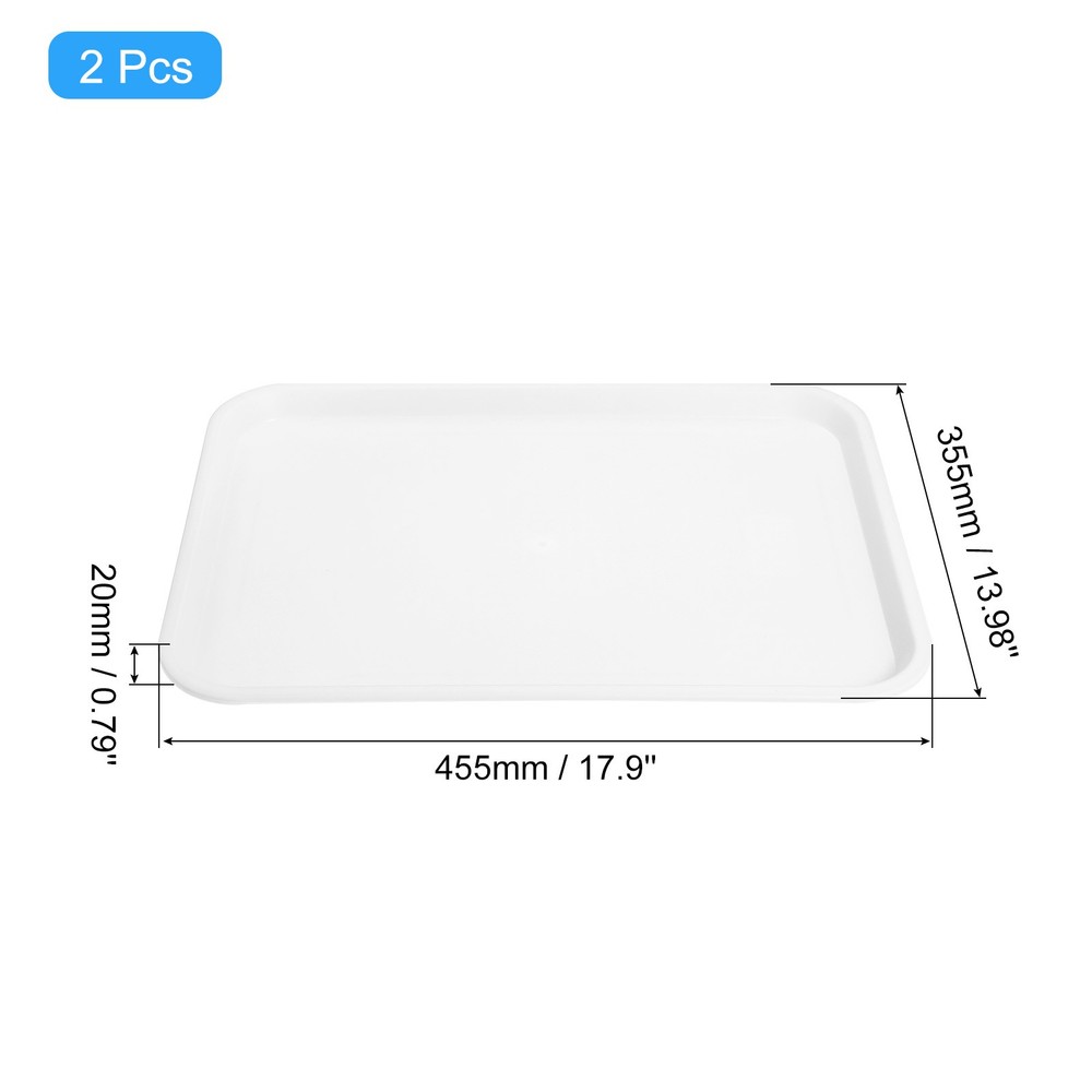 2Pcs 14" x 18" Plastic Fast Food Trays Bulk Rectangular Serving Trays, White