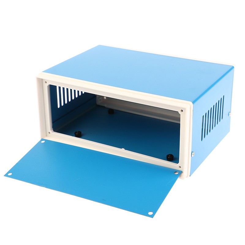 Blue Junction Box Metal Rectangle Electronic Project Case DIY Preventive Box